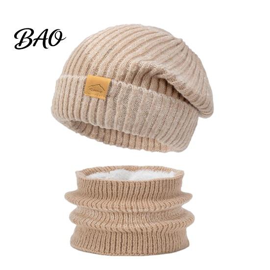 Comfortable Thermal Winter Gear Hat Neck Warmer Set, Fleece Lined Knitted Hat, Thickened Warm Soft Yarn Knit And Scarf for Women Cold Weather