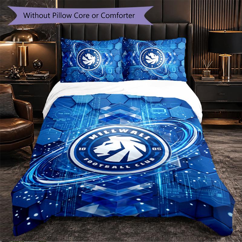 Millwall Football 3 Piece Bedding Set Soft Duvet Cover Set with Pillowcases Printed Bedroom Decor Set for Home