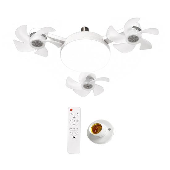 Ventilatore da Soffitto con Luce 3/4/5 Pale e Telecomando, 2-in-1 LED Silenzioso tipo Drone per Ventilazione Soggiorno, Pale Pieghevoli, 3 Velocità Dimmerabile, Attacco E27 per