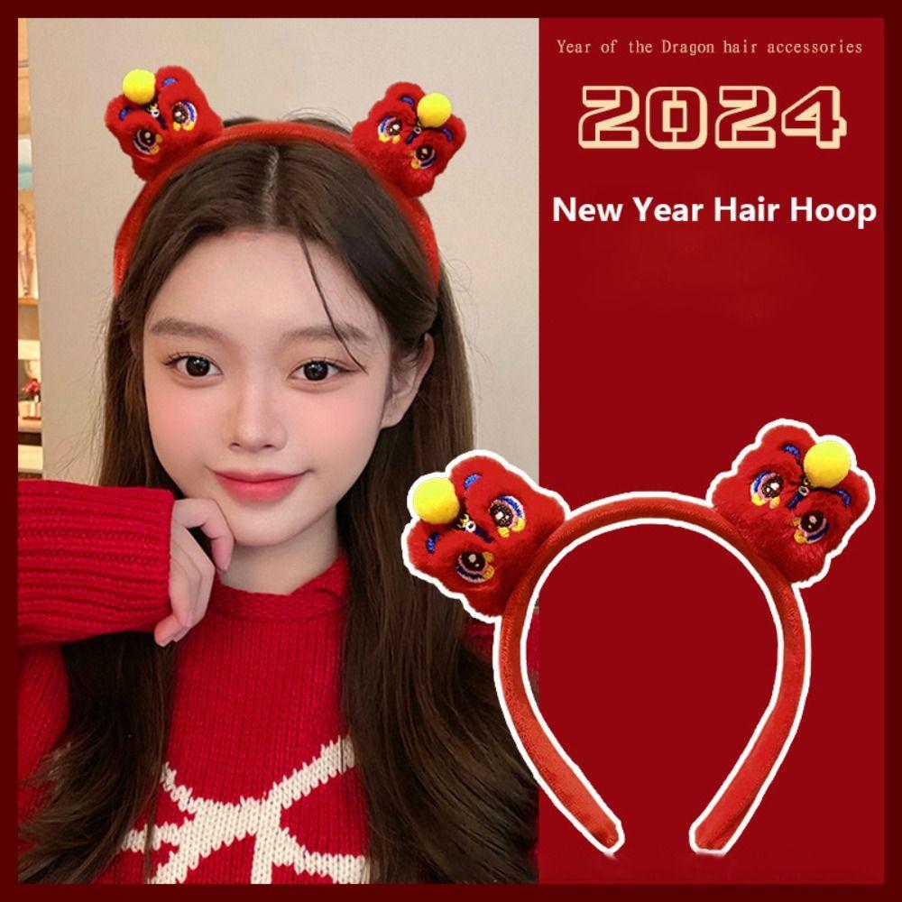 Red New Year Hair Hoop Chinese Style Headpiece New Headwear Cosplay Costume Props