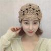 Fashion Flower Embroidery Hollow Crochet Knitted Hat French Retro Beanie Accessories
