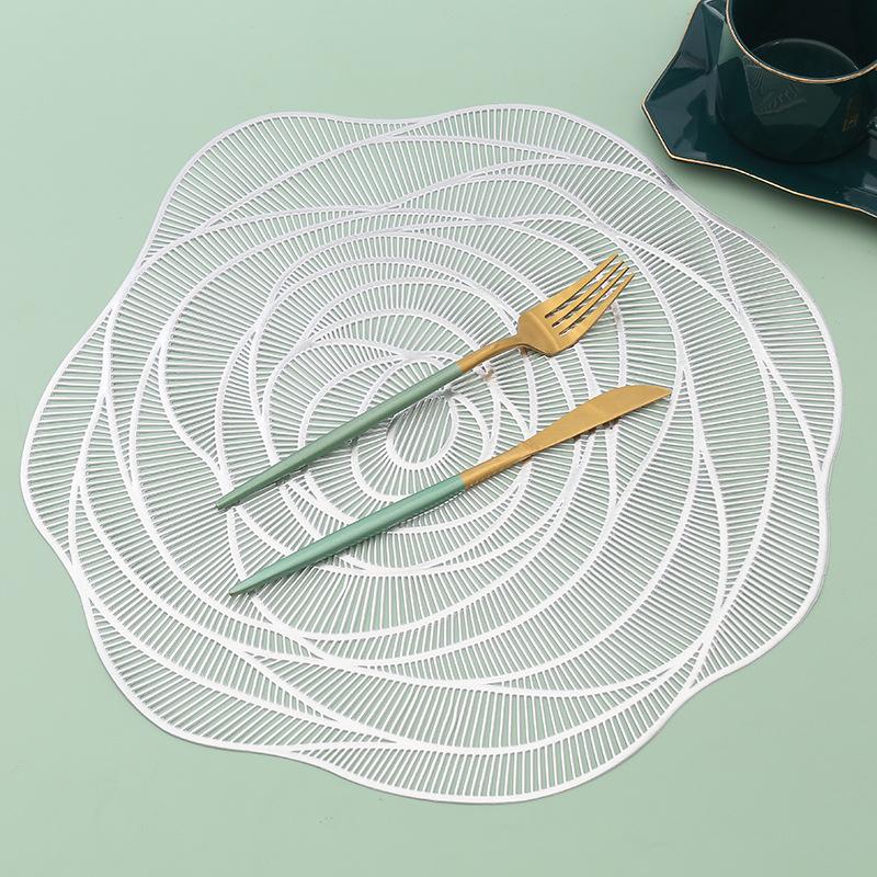 Hollow Rose PVC Non-slip Table Mat Cup Mat Restaurant Hotel Decoration Plate Mat