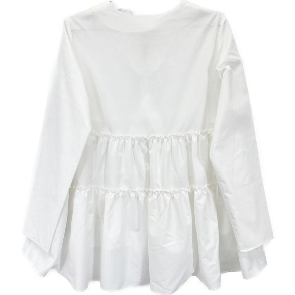 M-premier A342-005 White Gathered Flare Sleeve Blouse tops 38 whiteUsed