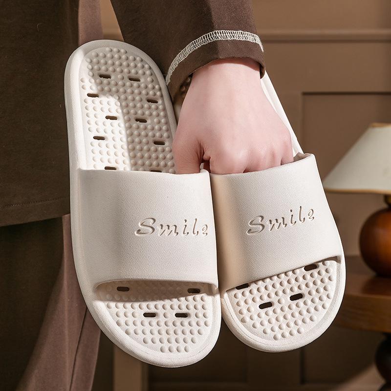 PVC Non-Slip Quick-Dry Leak-Proof Shower Slippers for Couples 36-37 абрикосовый белый