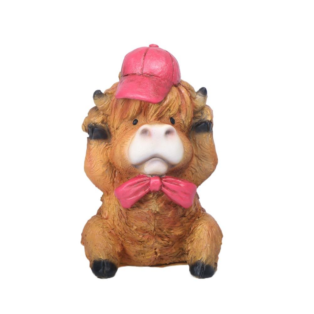 

Resin Highland Cow Decor Realistic Animal Action Figure Cartoon Cow Ornament Children Toys Style C