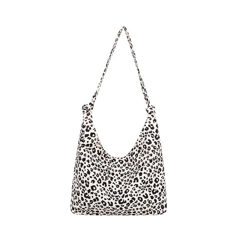 Leopard Print Diagonal Cross Large Capacity Single Shoulder Canvas Bag