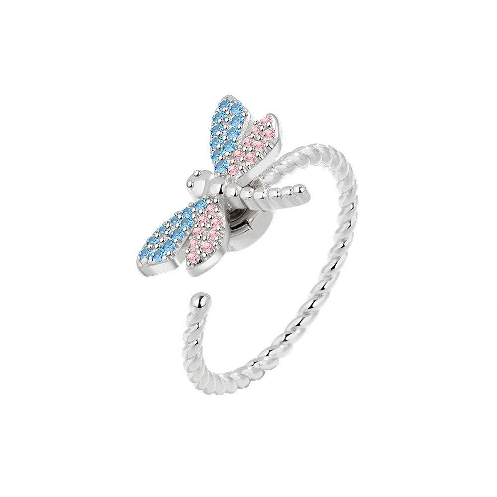 Dragonfly Adjustable Ring With Cubic Zirconia For Trendy Womens Jewelry Accessories
