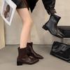 New Women's Fashion Versatile Women Retro Shoes Ankle Boot Women High Heel Thicks Heel Pointed Toe Elegant Minimalist Short Boot