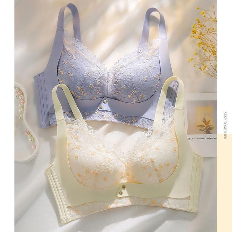 Lingerie Women's Sexy Large-sized Bra Lace Gathering Bra Top Support Adjustable Bra