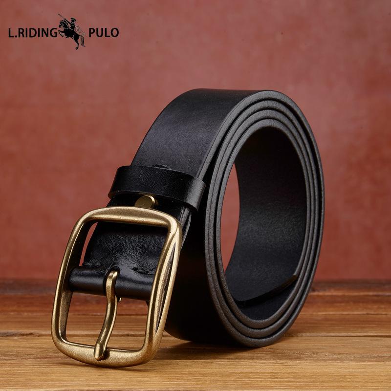 Genuine Leather Handmade First Layer Cowhide Belt Men's Retro Casual Personality Trendy Korean Version of The All-match Men's Jeans Belt