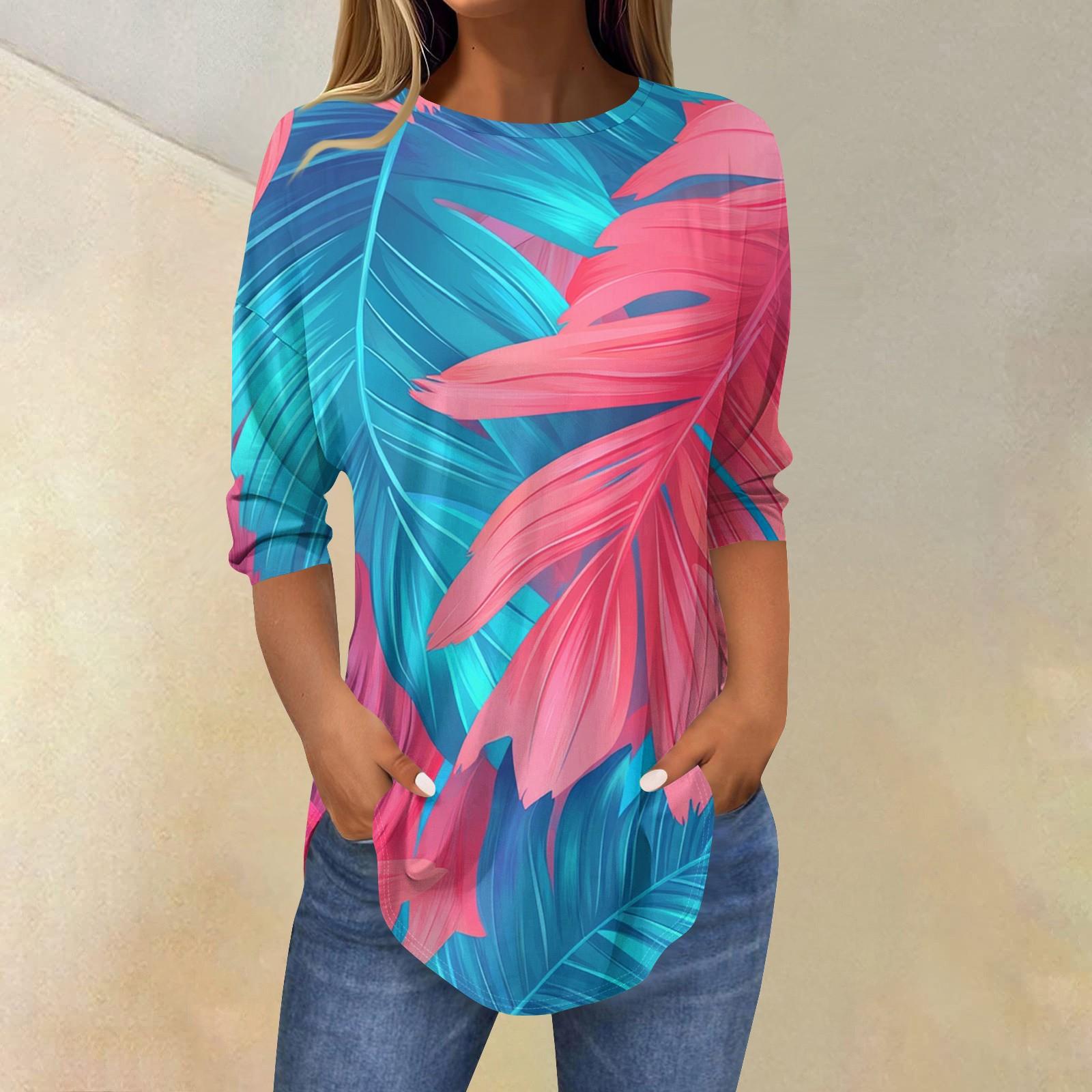 

Женские футболки с рукавами 3/4, однотонные пуловеры, летние весенние топы, блузки XXL синий