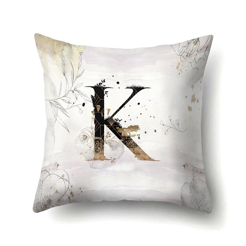 Polyester Pillow Case Car Ink and Ancient Style Home 26 English Letters Printed Sofa Pillow Case