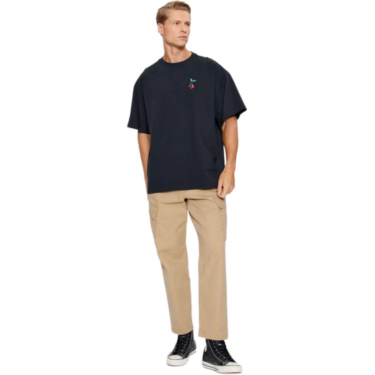 Converse T-shirt da uomo Nera Girocollo Vestibilità Regular Moderata 10025237-A01