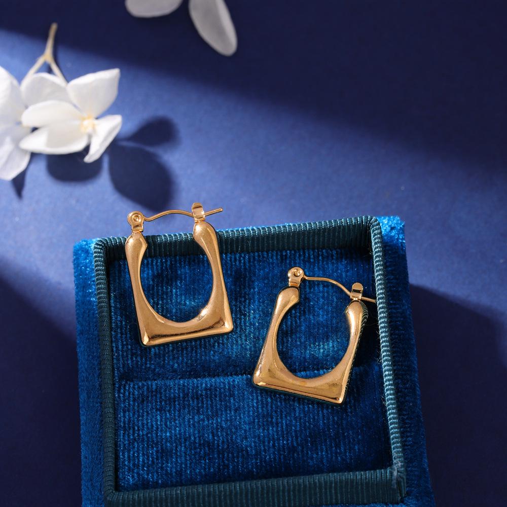 Retro Women's Stainless Steel Hydraulic Earrings - High-End European & American Design