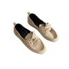 Sheepskin Version~ Genuine Leather Flat-bottomed Retro Lace-up Single Shoes Women's 2025 New One-pedal Lazy Loafers Small Leather Shoes