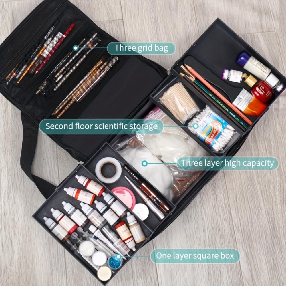 Large -capacity Multi-layer Professional Cosmetic Bag,portable Manicure Pattern Embroidery Makeup Toolbox, Jewelry, Necklace,ring,pendant Storage Box.