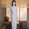 Blue National Style New Chinese Style Daily Suzhou Long Cheongsam Improved Young 1011 New Women's High Sense Summer
