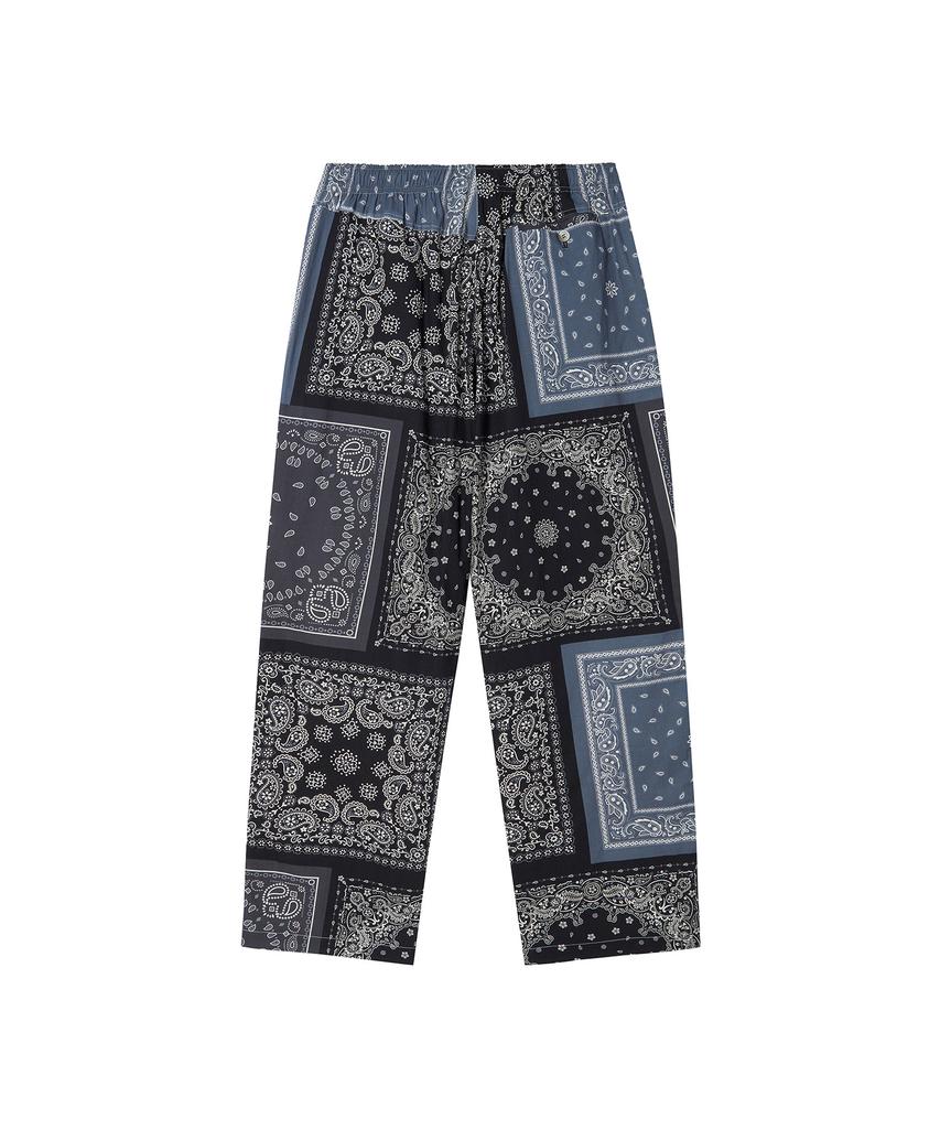 BEYOND CLOSET Bandana Patch Detail String Pants Navy
