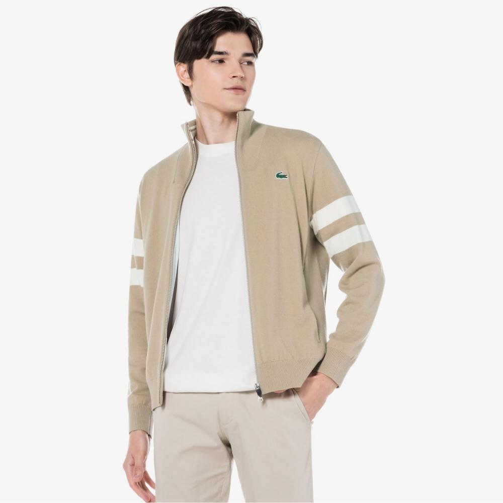 

LACOSTE Мужской свитер на молнии с высоким воротником для гольфа [Бежевый]