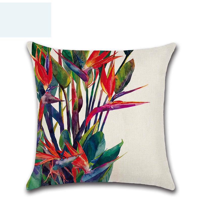 Tropical 18 Green Plant Pillow Case Cotton Sofa Cushion Cover Decorative
