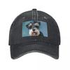 Miniature Schnauzer Dog Water Color Art Painting Baseball Caps Washed Denim Hats Casquette Baseball Cowboy Hat for Unisex Women