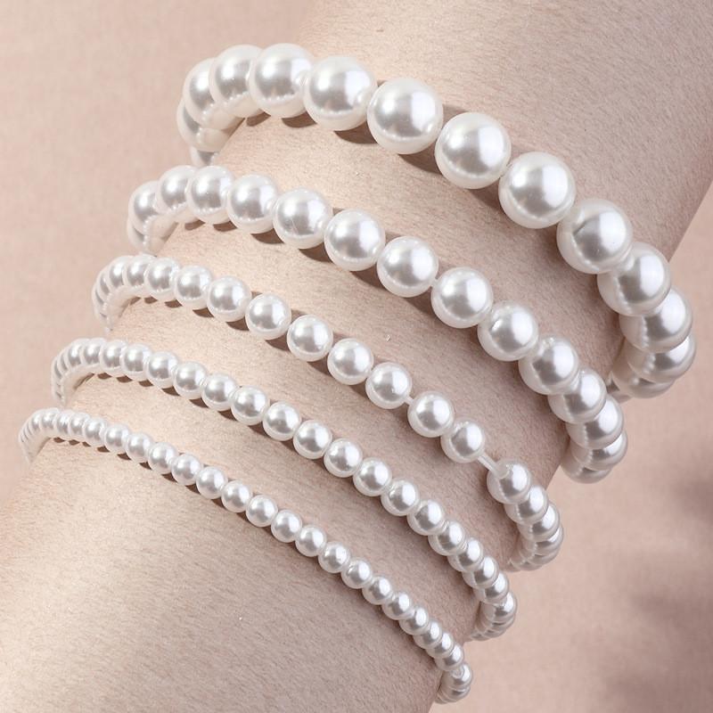 Fashion Pearl Bracelet For Women With Multilayer Elastic Line Hand Chain Gift For Travel Souvenir