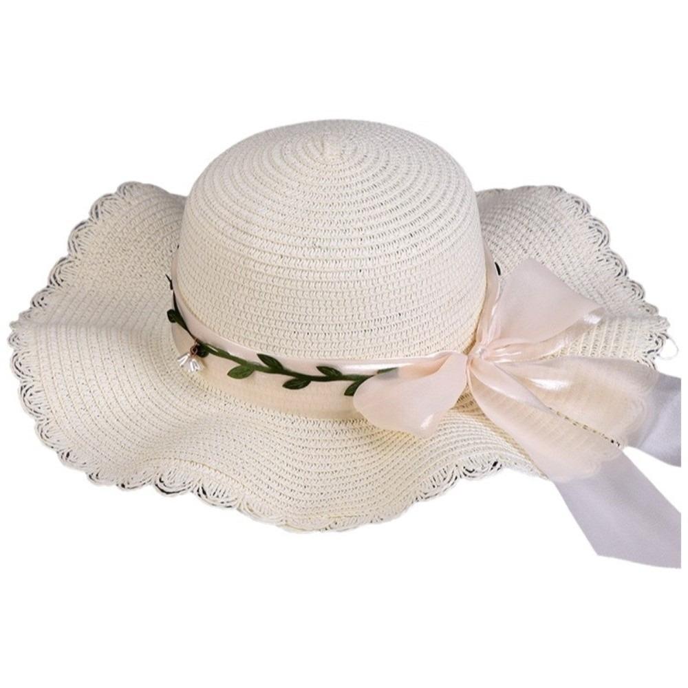 Цветная соломенная шляпа с бантом в стиле бохо, солнцезащитная кепка, шляпа со сладким плетением, для вечеринки белый