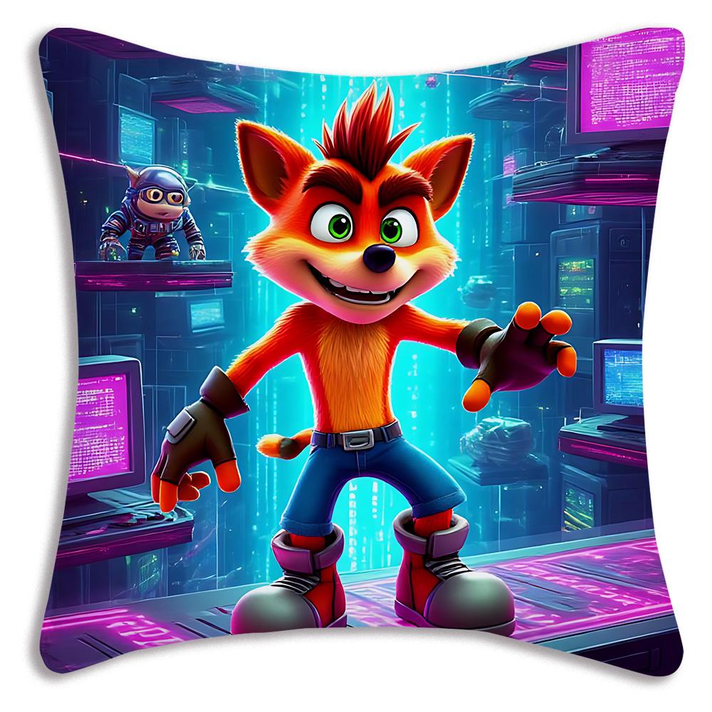 Cartoon Crashs B-Bandicoots Pillow Covers Cartoon Sofa Decorative Home Double-sided Printing Short Plush Cute Cushion Cover