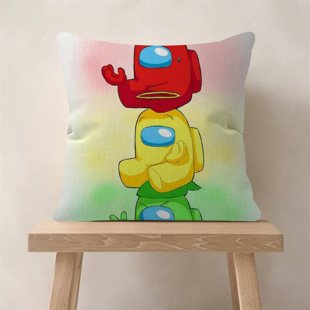 Cool AAmong UUs Game Pillow Covers Cartoon Sofa Decorative Home Doublesided Printing Short Plush Cute Cushion Cover