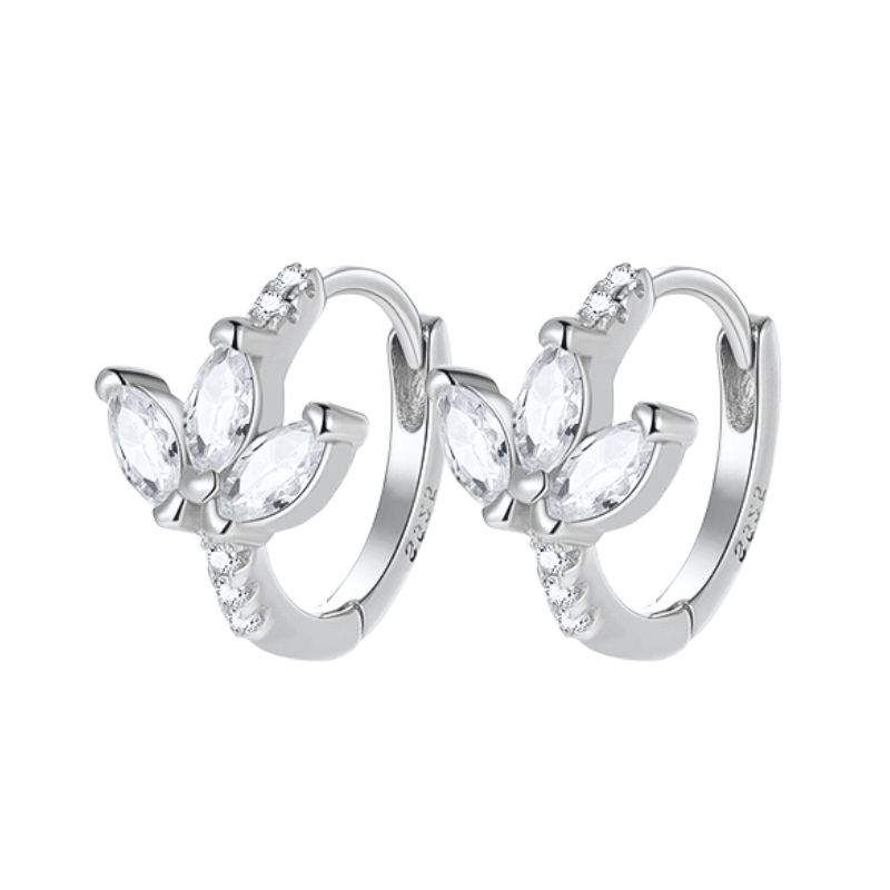 925 Silver Ear Buckles Fashion Hoop Earrings White Crystal Luxury Women's Earrings Wedding Women's Jewelry Premium Gift