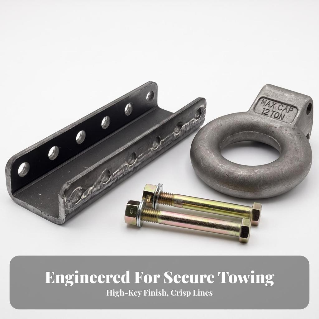 Tow Loop Hitch with Mounting Plate Metal Hardware Wear Resistant