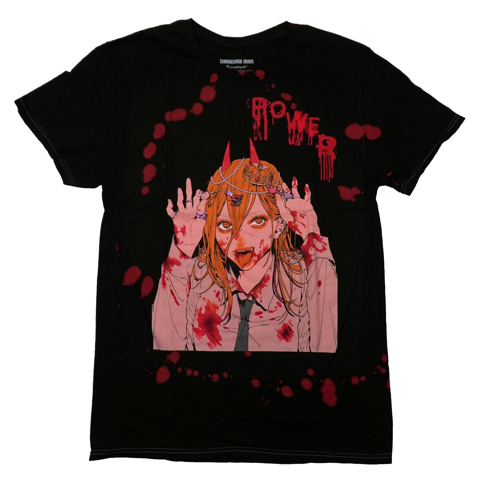 Chainsaw Man New Adult T-Shirt - Bloody Horned Girl Under Dripping POWER S разноцветный
