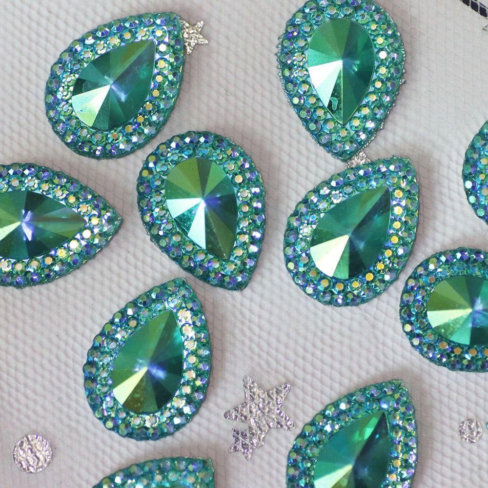 50pcs 13*18mm Craft Decorations DIY AB Colorful Resin Ornament Flatback Applique Crystal Stones Glitter Water-drop Rhinestone