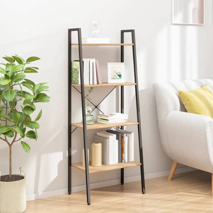 VidaXL Étagère sur pied 4 niveaux Marron clair et noir 56x35x140 cm 336364