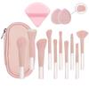10 Pink Mini Makeup Brush Travel Portable Makeup Tool Makeup Puff - Palm Brush Professional Makeup Tool Set