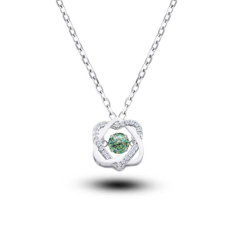 0.5ct Moissanite Necklace for Women Sparkling Simulated Diamond Pendant Beating Heart S925 Silver Fine Jewelry Gift