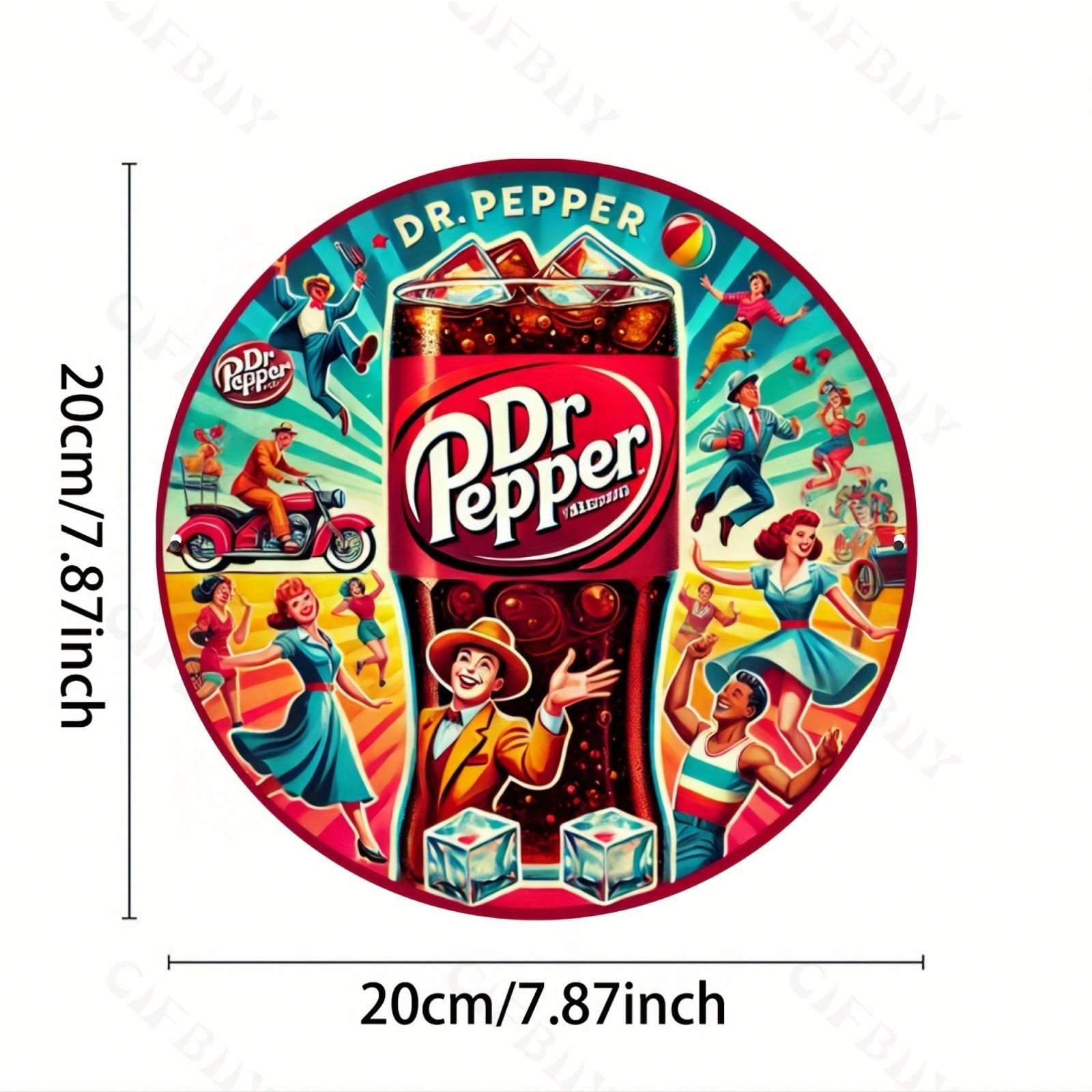 

Вінтажний металевий знак Dr Pepper 8x8 дюймів Ретро настінне мистецтво для домашнього бару Кухні Саду Офісу Декор Міцний Колекційний Подарунок різнокольоровий