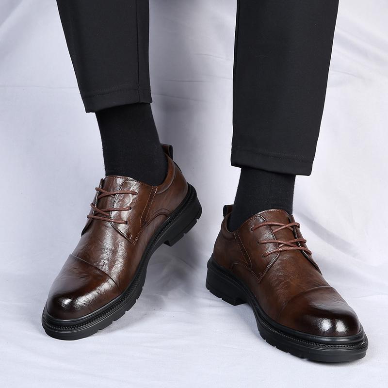 Platform Mens Luxury Casual Leather High-quality Leisure Tooling Shoes Comfortable Inside Handmade Trend Fashion Shoes Big Size