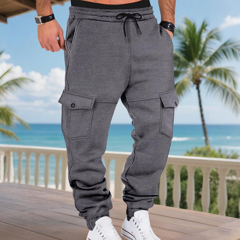 Moda Autunno Inverno 2025 da Uomo Tasca Casual Versatili Semplici Monocolore Pantaloni da Pendolare