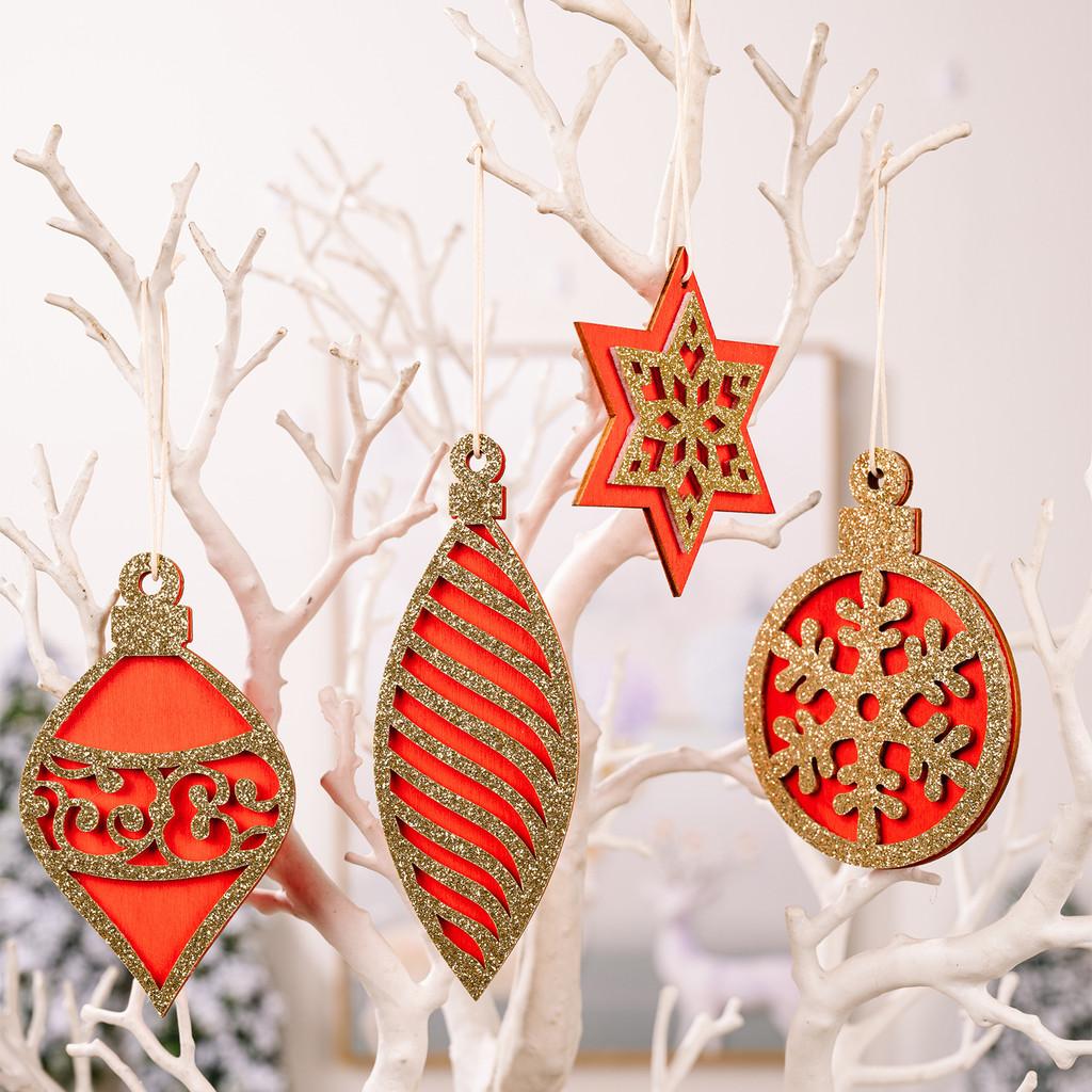 Colorful Wooden Christmas Ornaments With Festive Patterns For Holiday Decor