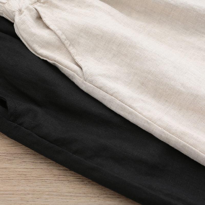 Pantaloni Harem de Damă Bumbac și In Retro Culoare Solidă Pantaloni Lungime Glezna Pantaloni Casual Largi Beige pentru Femei