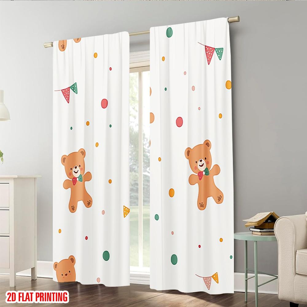 2pcs,2D plane printing Print Curtains Cute Gingerbread Man Durable Polyester (without rod) Versatile All Ldeal for Living Room,