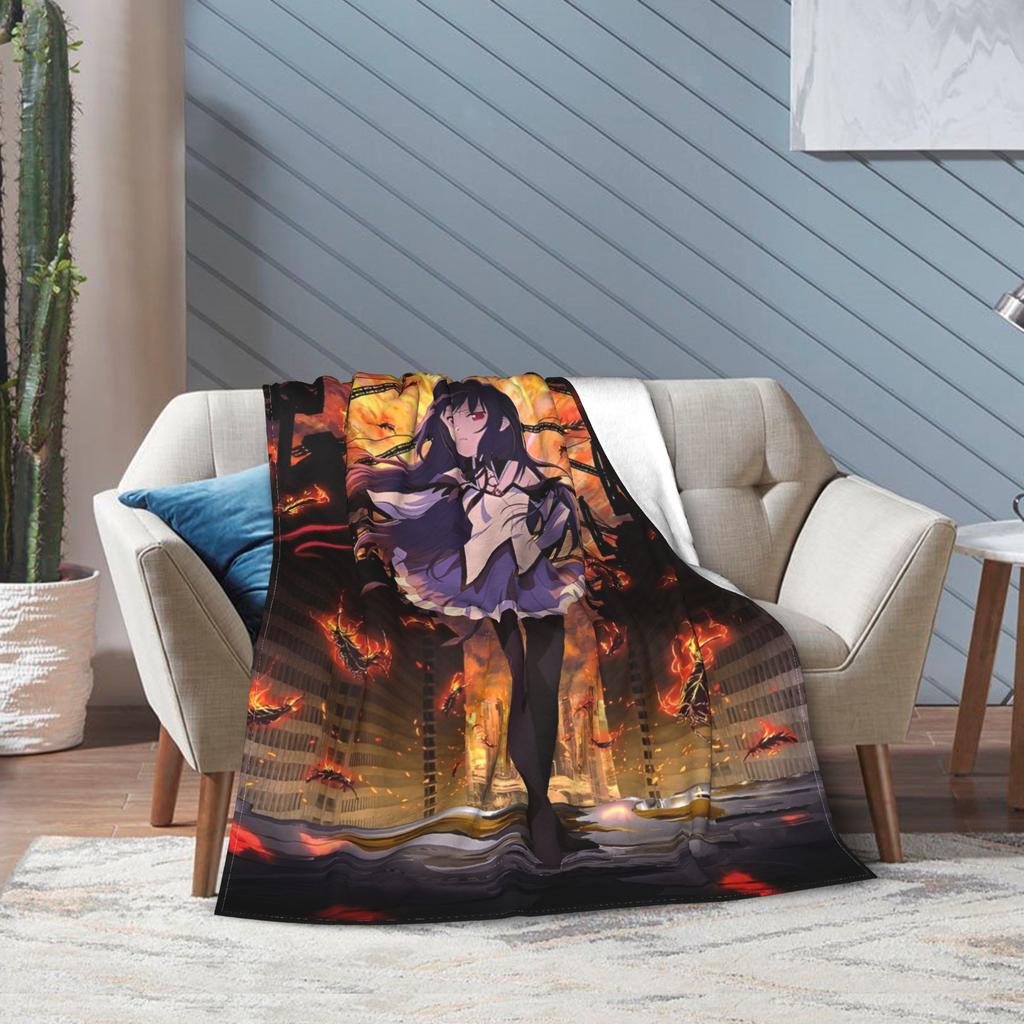 Puella Magi Madoka Magica Blanket Fleece Air Conditioning Cartoon Breathable Soft Throw Blankets for Home Plush Thin Quilt