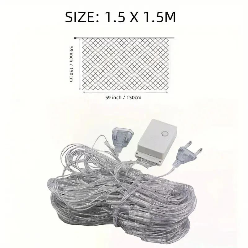 1pc 192LED EU Plug LED Net Mesh String Decorative Lights,3*2M Christmas Window Decoration Mesh Lights For Garden Party Weddings