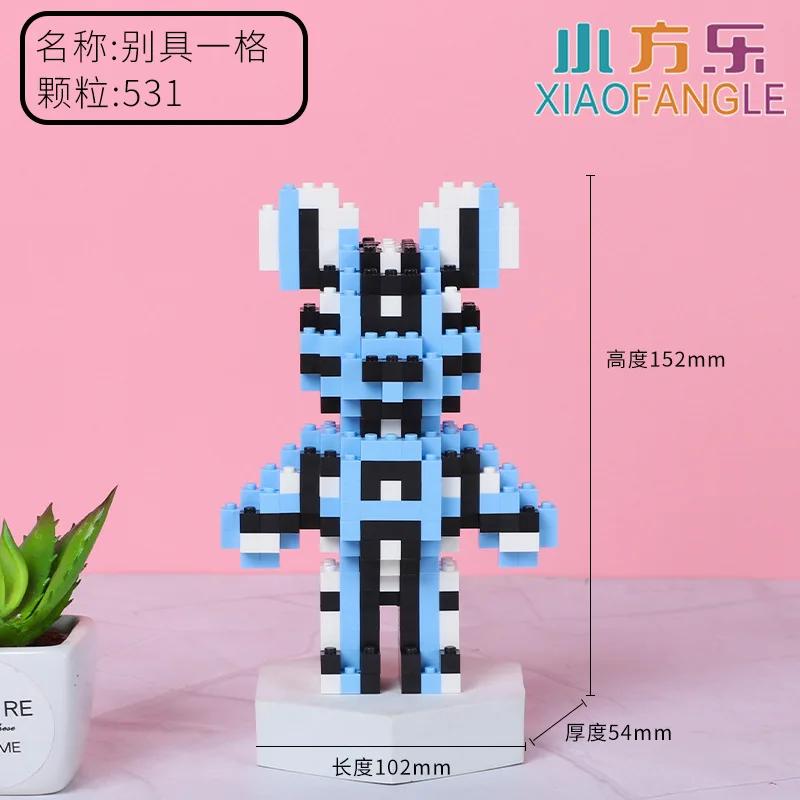Funny Mini Bear Gloomy Cartoon 3D Micro Building Blocks Creative DIY Model Figure Toys Table Decor For Kids Birthday Gift