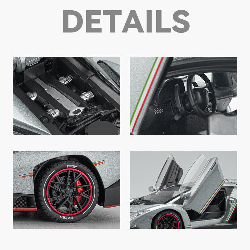 1:24 Lamborghinis Veneno Supercar Liga Fundida Brinquedo Modelo de Carro Som e Luz Brinquedo Infantil Colecionáveis Presente de Aniversário