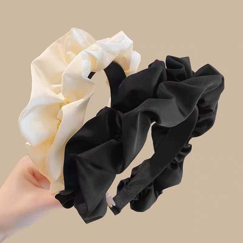 Solid Color Wide-brimmed Pleated Headband for Women Elegant Face Wash Hairband Fashion Girl Hair Accessories hair tie