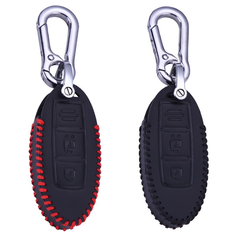 Nissan Key Fob Case 2 Buttons for Qashqai X-Trail Altima Soft Leather Key Shell Cover with Keychain