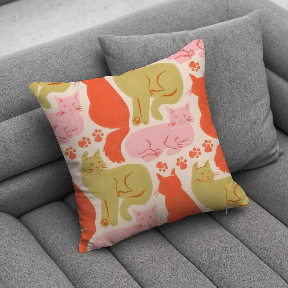 Cute Cat Print Pillow Case Soft Cushion Cases for Farmhouse Sofa Decor Home Decorations and Protector