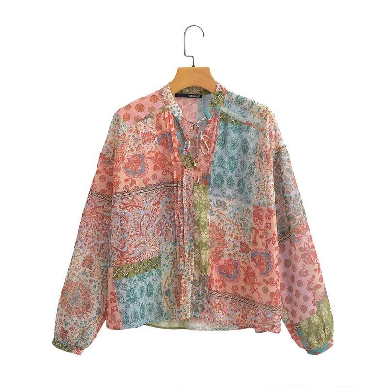 

Women s New Fashion Wind Long Sleeves Print Dress Blouse M